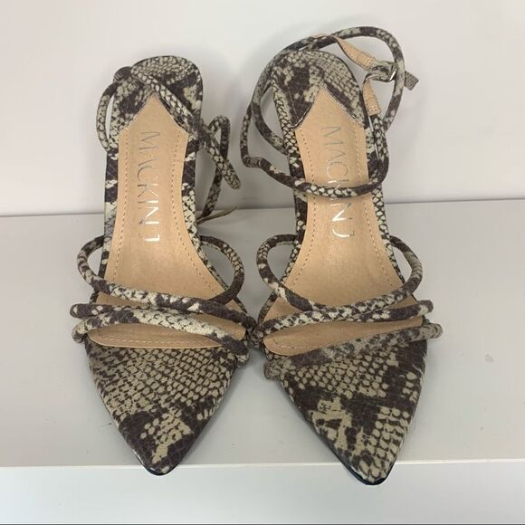 Snakeprint pointy toe wrap around heels - Picture 4 of 7